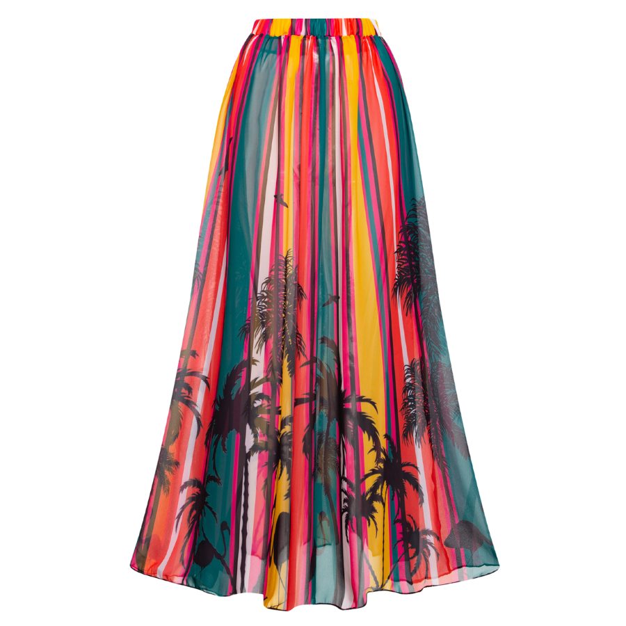 🎀Rainbow Coconut Tree print One Piece Swimsuit and Skirt