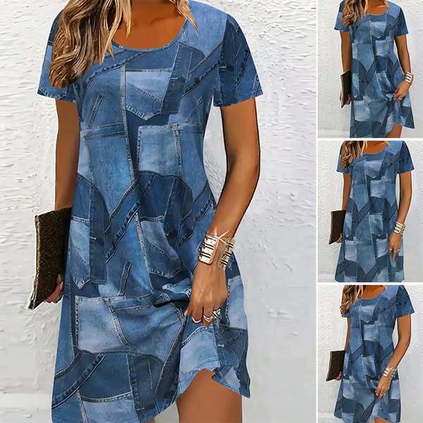 Γυναικείο τζιν casual φόρεμα Plus Size