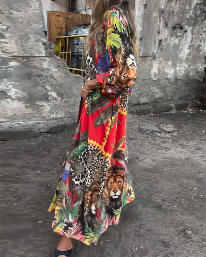 Vestidos camisa fashion estampados com botões