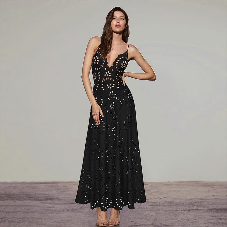 💖 2025 New 👙 Laser Cutting Flower Hollow Flared Skirt Swimsuit Set