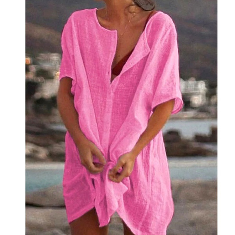 Camicia ampia a maniche corte di media lunghezza