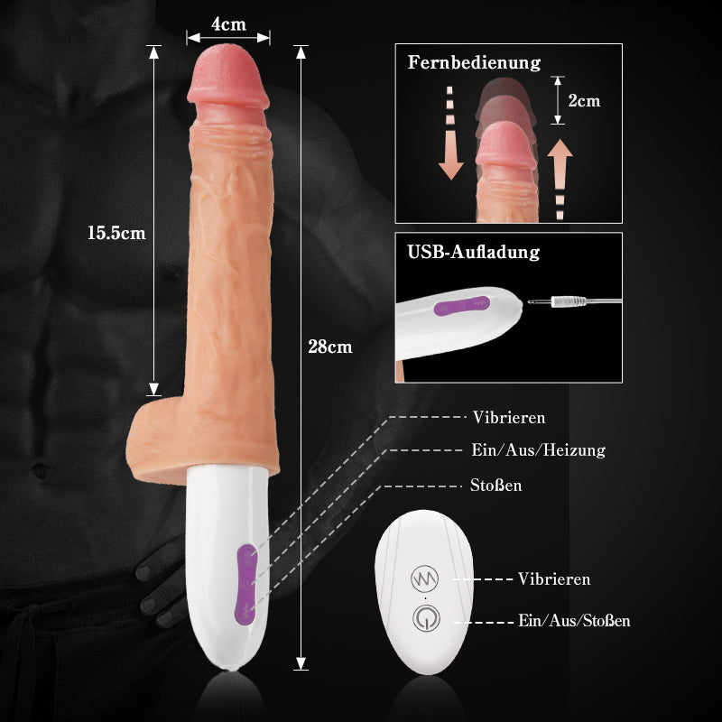 【ГОРЕЩО】STRETCH LOVER DILDO 8 ТЕЛЕСКОПИЧНА ВЪРТЯЩА СЕ ВИБРАЦИЯ И ОТОПЛЕНИЕ