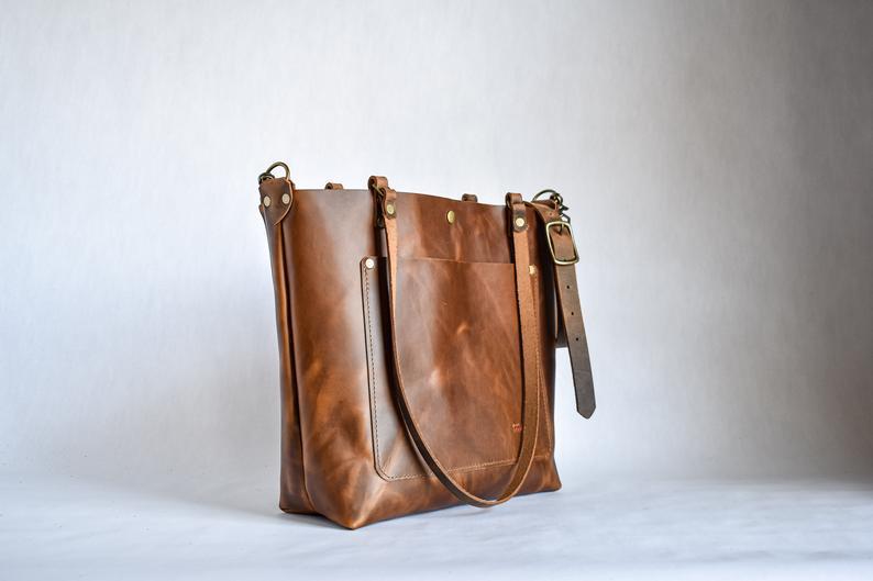 Vintage matte leather shoulder bag