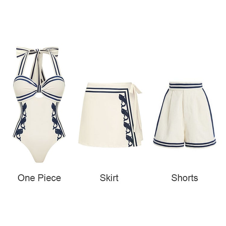 🎈Free Spirit - Navy Style Printed One Piece Swimsuit Set