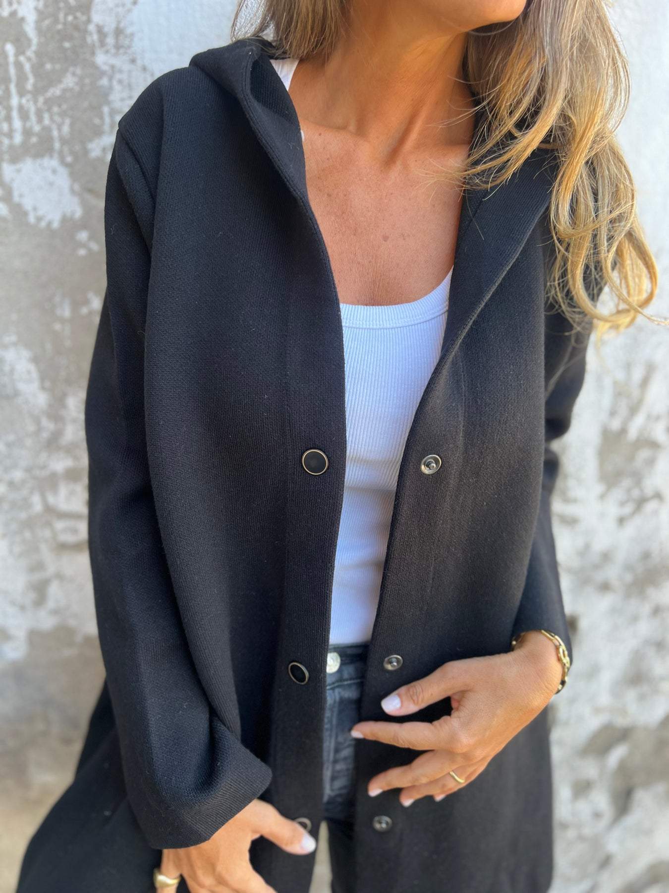 Giacca casual monopetto con cappuccio