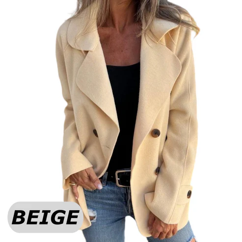 Cappotto a maniche lunghe con risvolto casual da donna sf aux Tweed