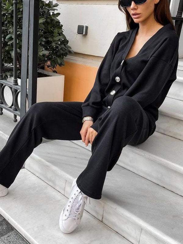 Abito da pantaloni sportivi cardigan con giacca comoda nuova autunno 2024