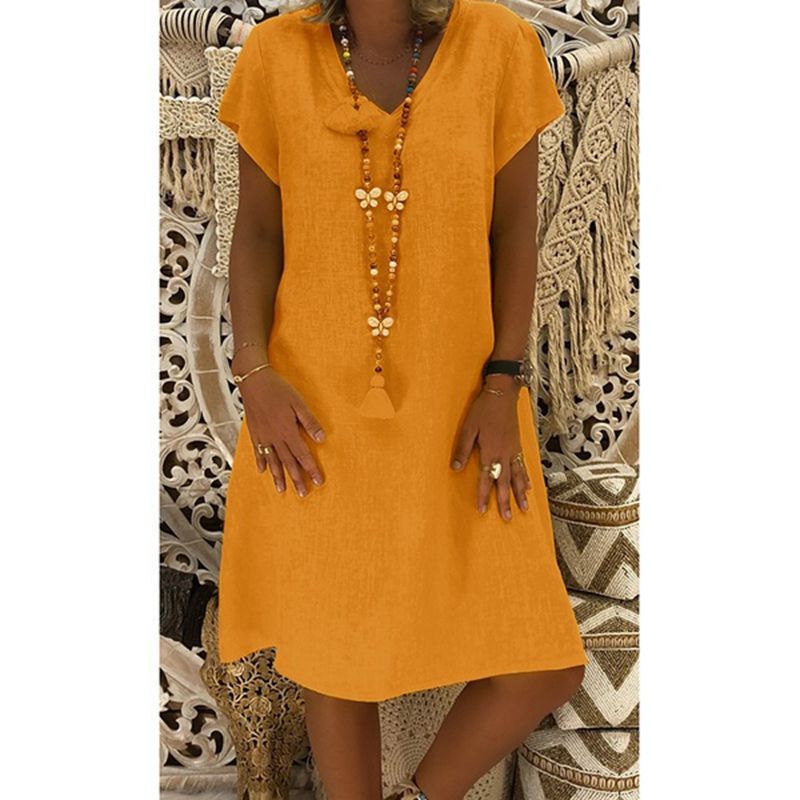 🔥2024 novo vestido midi casual com decote em V