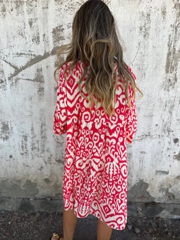 💖Limited Sale 48% OFF💖Printed V-Neck Dress with 3/4 Sleeves