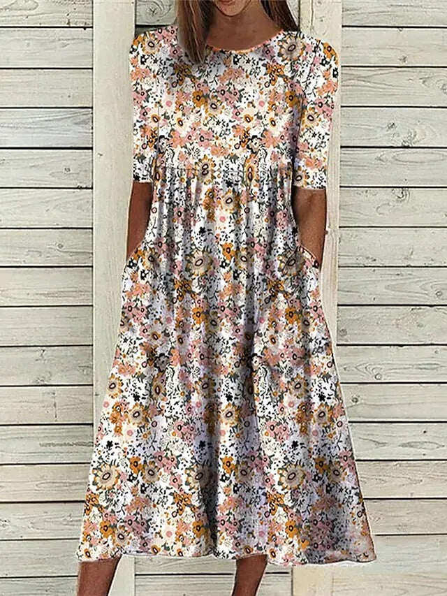 Vestido midi com bolso Floral Days Prairie Pocket