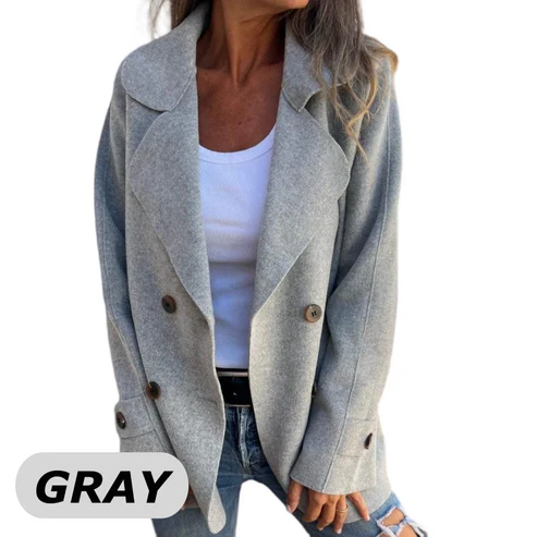 Cappotto a maniche lunghe con risvolto casual da donna sf aux Tweed