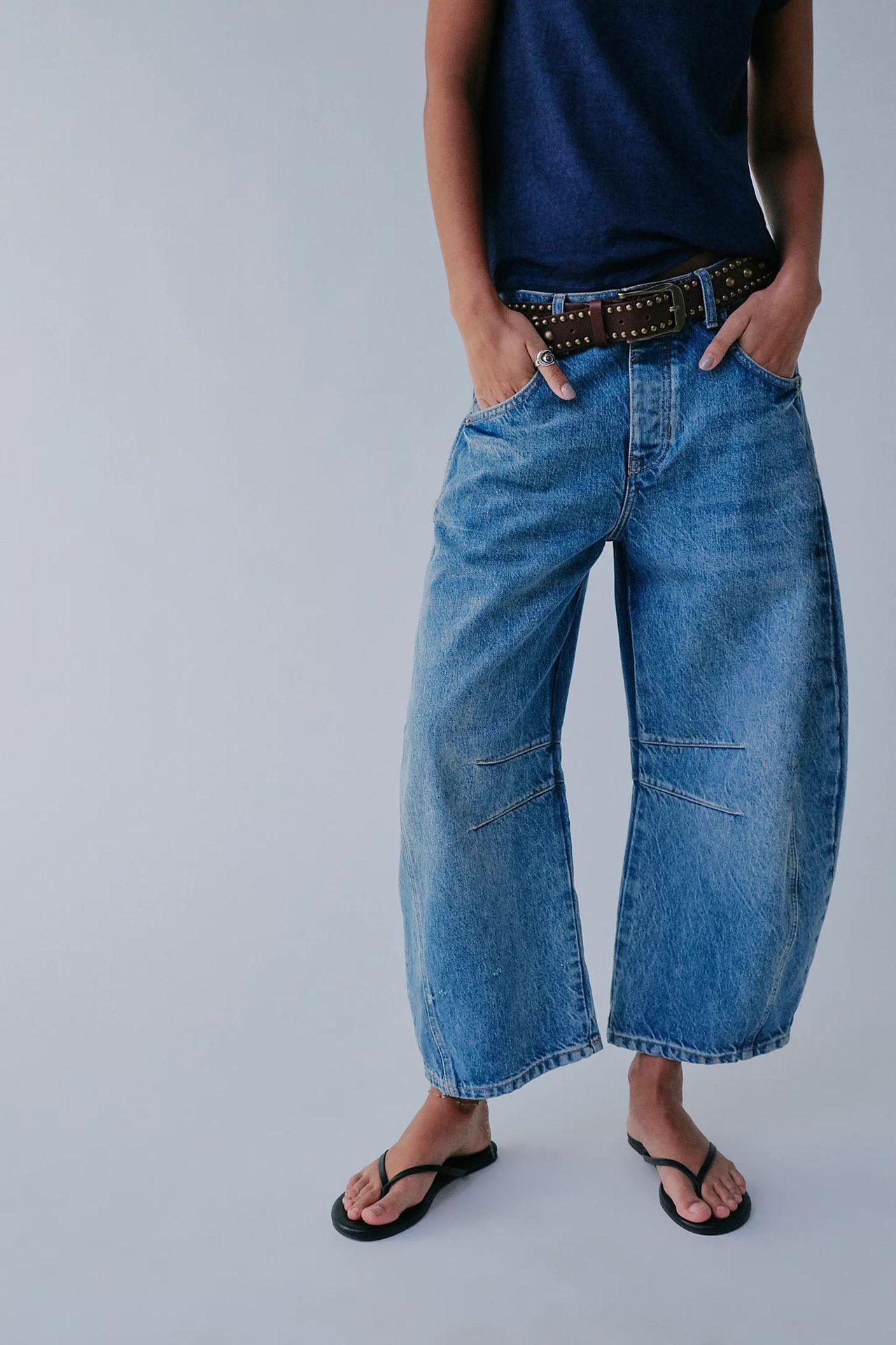 Jeans da donna casual a vita media, vestibilità ampia