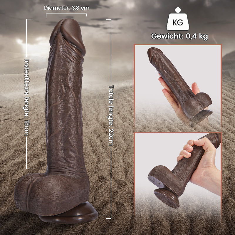 ГОЛЯМ ЧЕРЕН РЕАЛИСТИЧЕН ВИБРАТОР 3В1 ДИСТАНЦИОННО УПРАВЛЕНИЕ 18CM