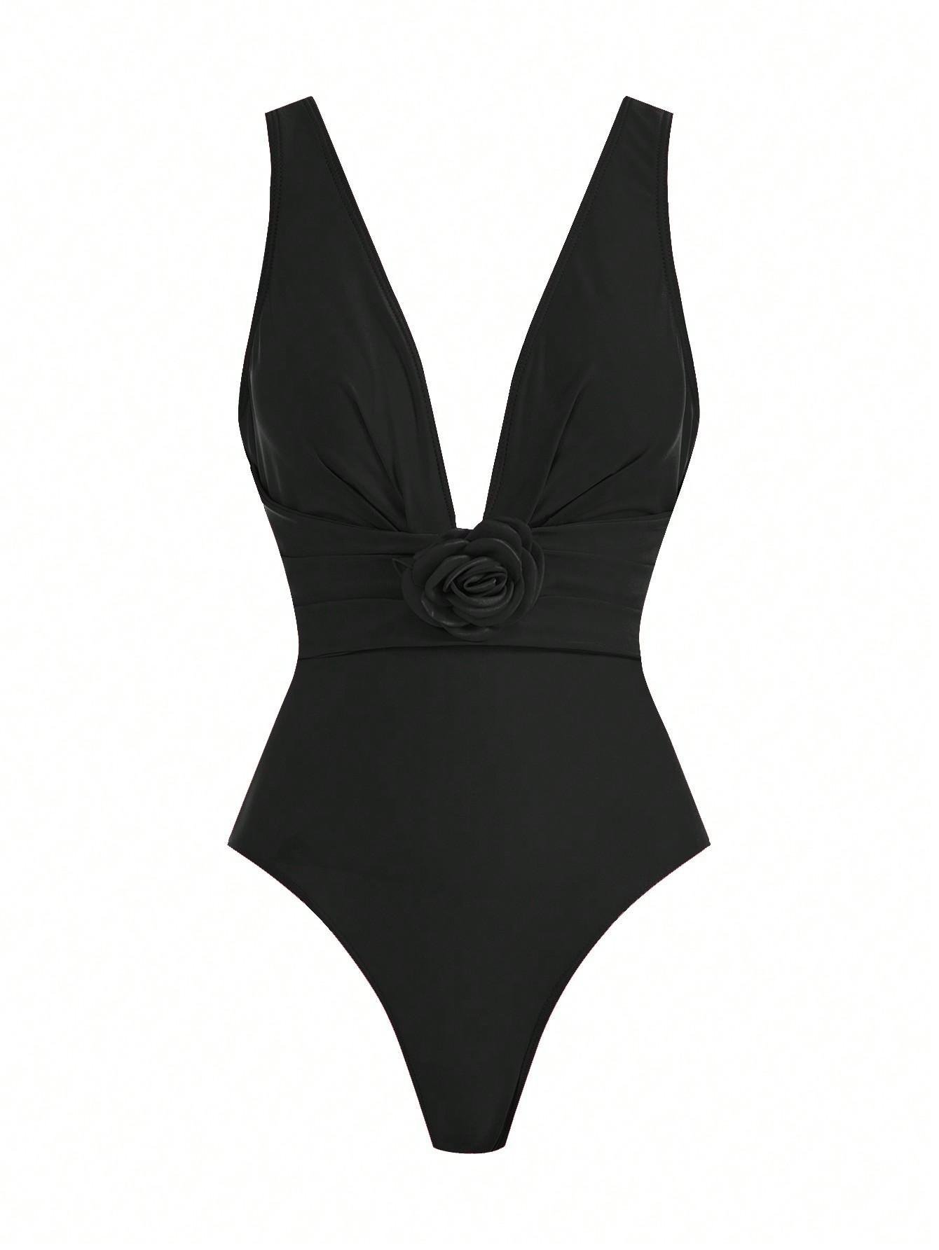🎀 One-piece V-neck floral print beach swimsuit