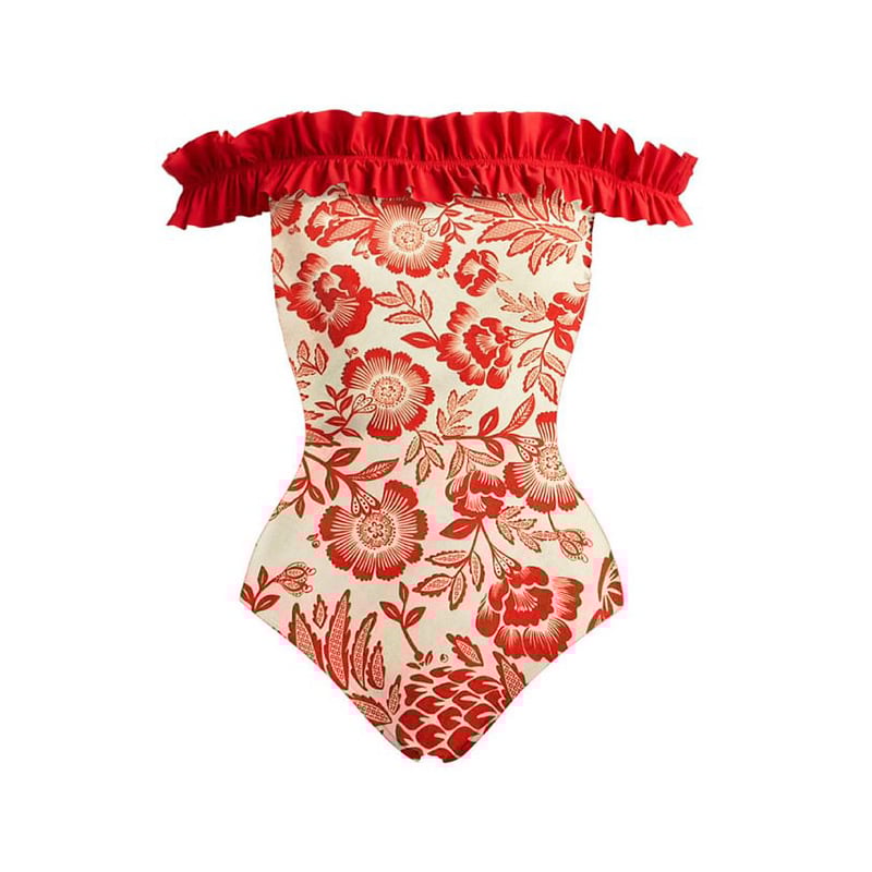 ✨ 2025 New 👙 Red floral print one piece Swimsuit Set