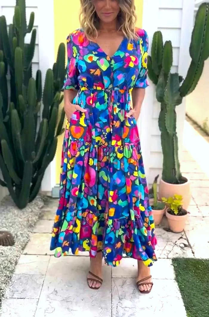 🌈Vestido midi com estampa floral