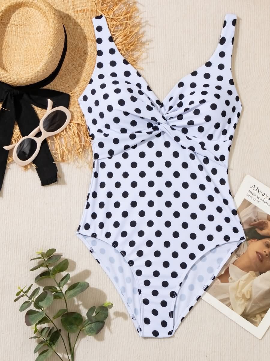 ✨One-piece swimming costume with polka dot pattern