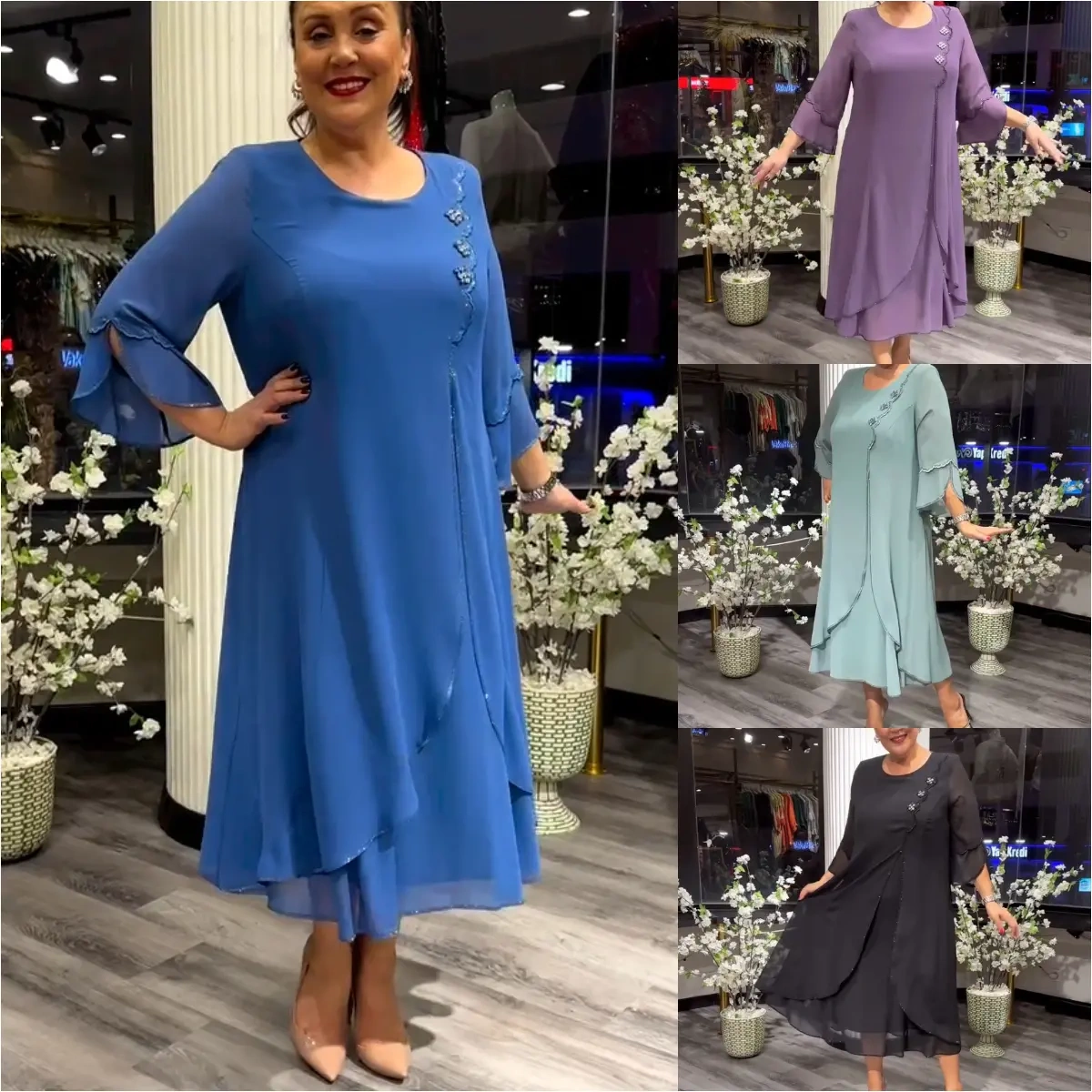 【S-5XL】❤️2025 novos vestidos de chiffon de alta qualidade