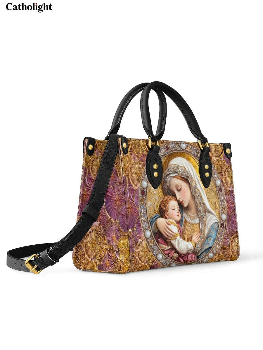 Catholight  Divine Madonna And Child Leather Bag