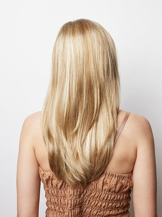 Layered side-parted straight hair