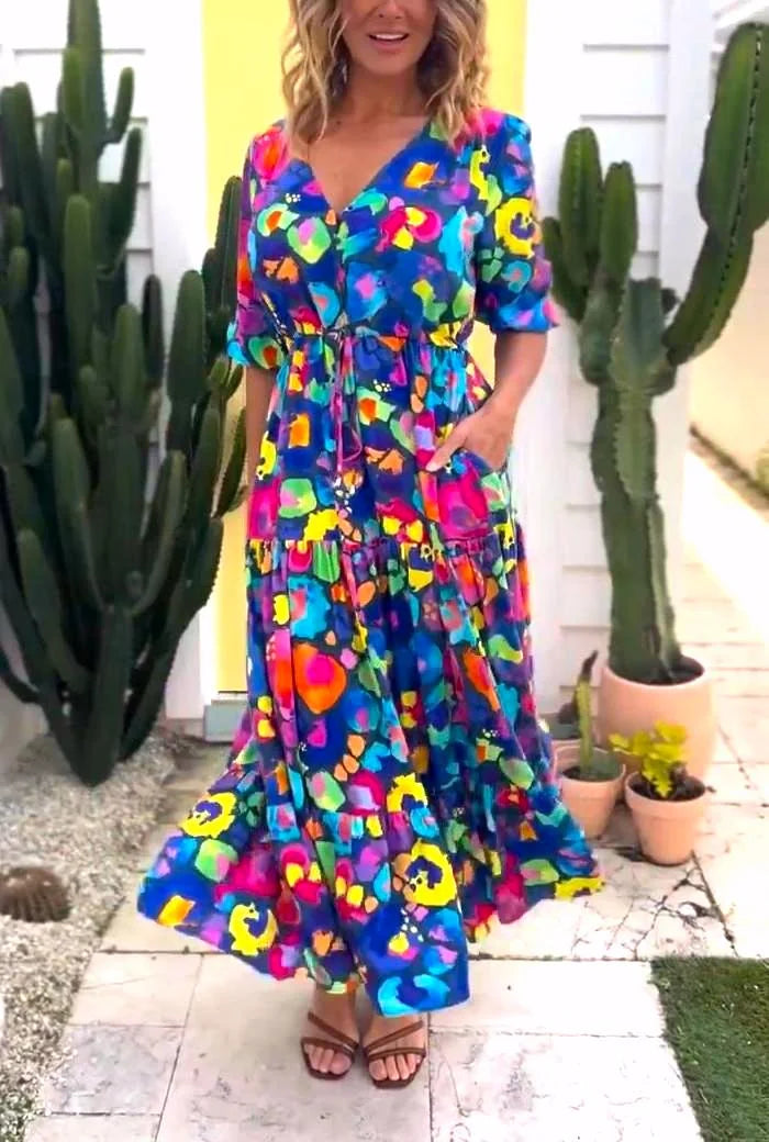🌈Virágmintás midi ruha