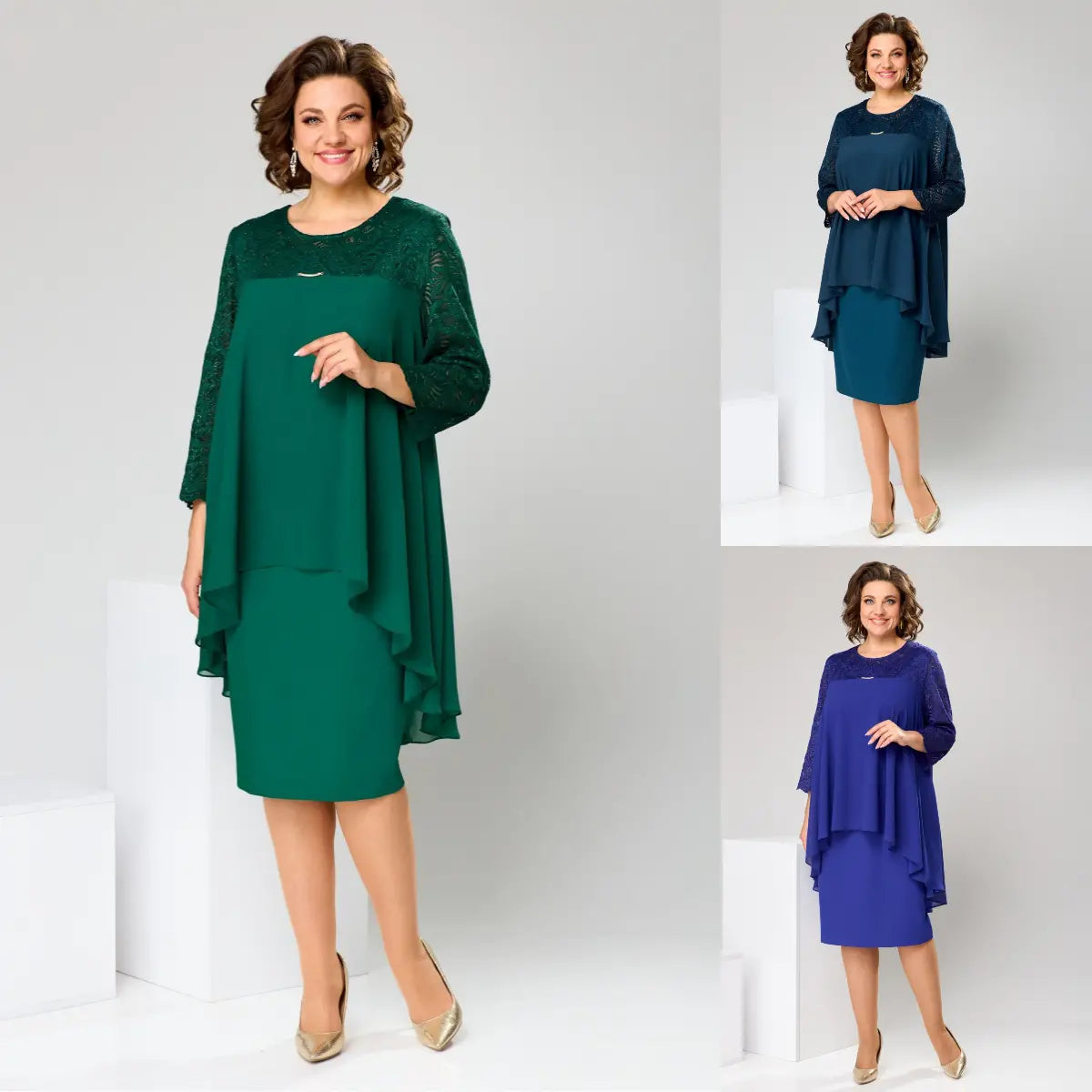 😍【S-5XL】Burvīga plus izmēra kleita