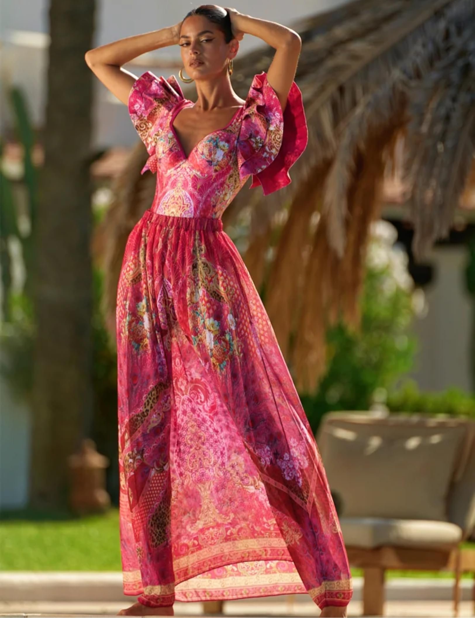 2025 New Ruffle Print One Piece Swimsuit Set