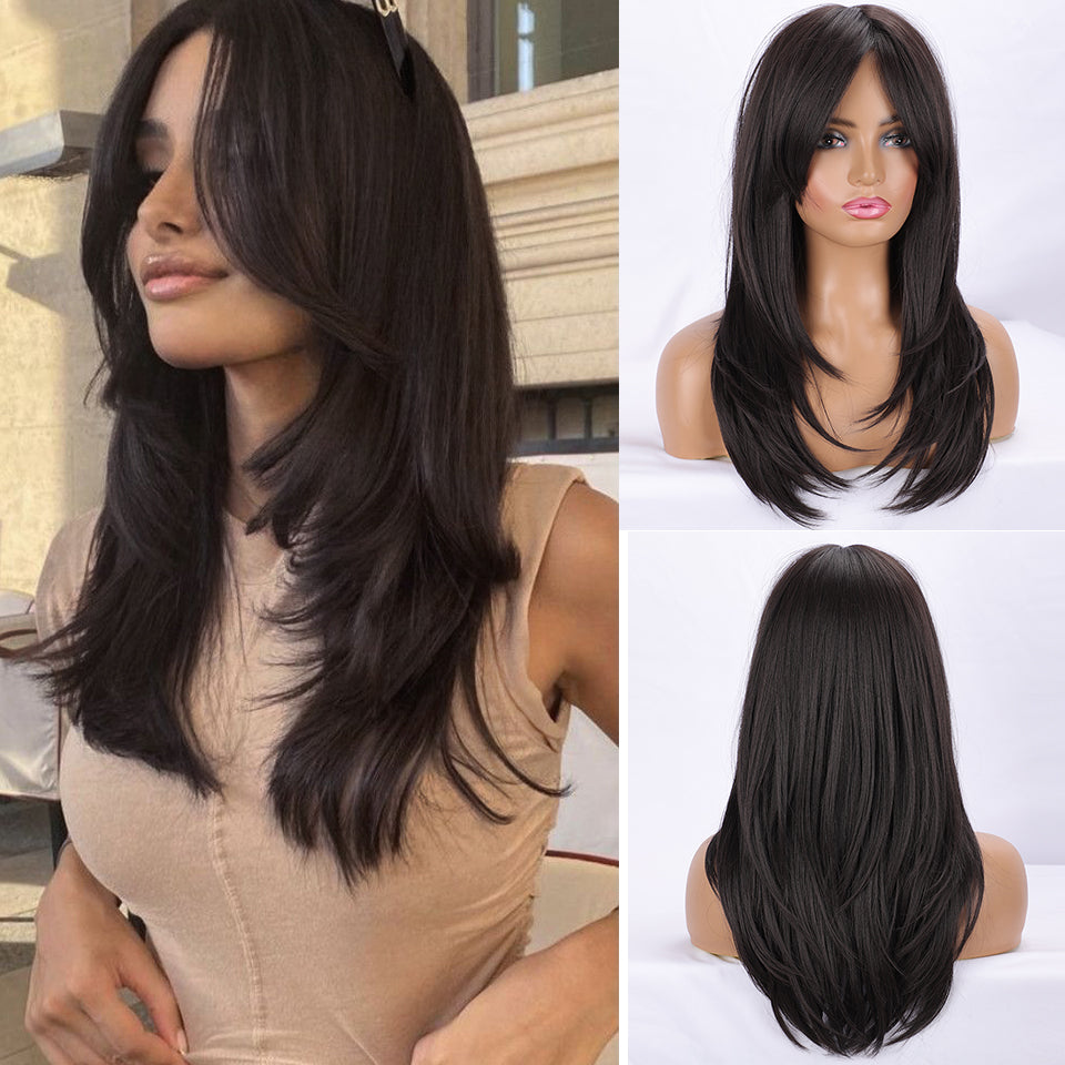 Ins Hot Ombre Blonde Wig with Bangs Long Curly Wig