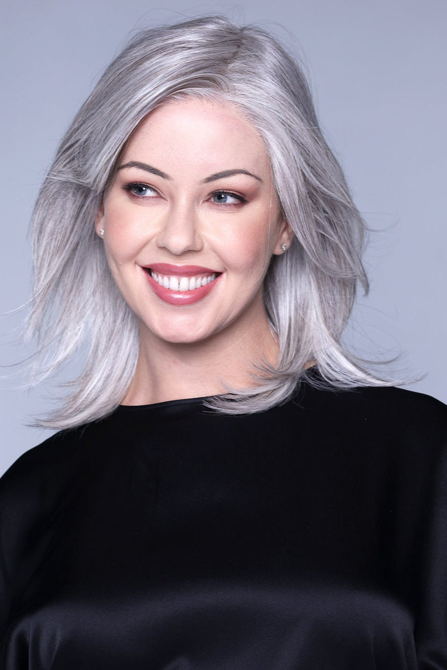 Side-parted medium-length straight hair