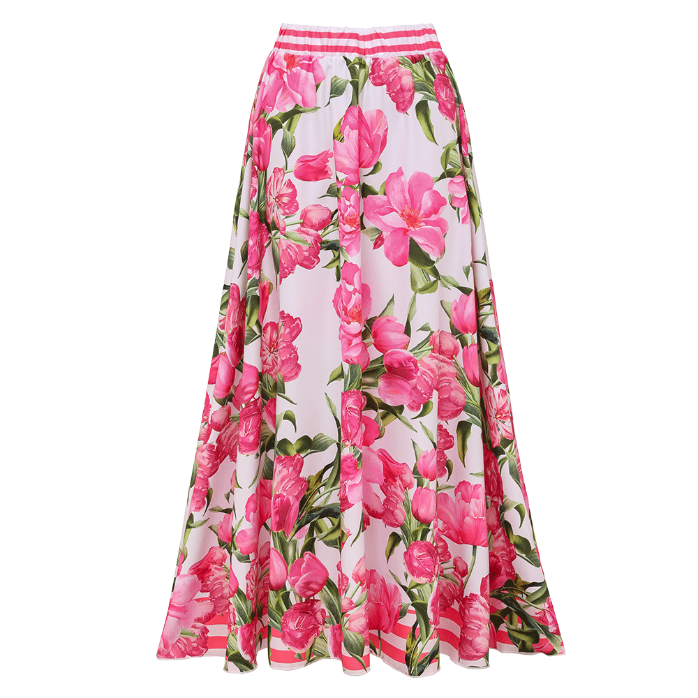 🌼 Tie Shoulder Shirring Flower Print One Piece Swimsuit and Skirt 👙