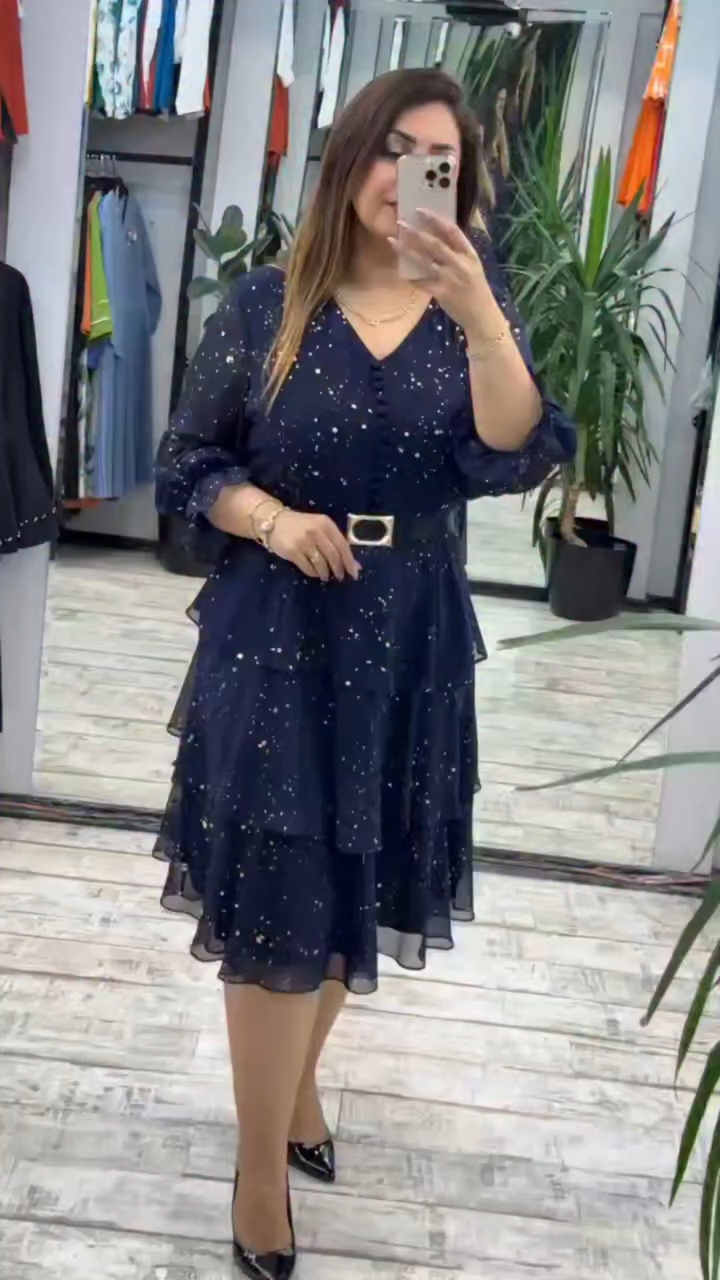 【P-5XL】 Vestido solto de chiffon, tamanhos grandes | Confortável e respirável, perfeito para o verão