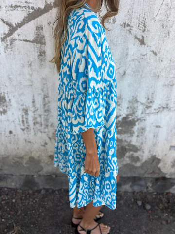 💖Limited Sale 48% OFF💖Printed V-Neck Dress with 3/4 Sleeves