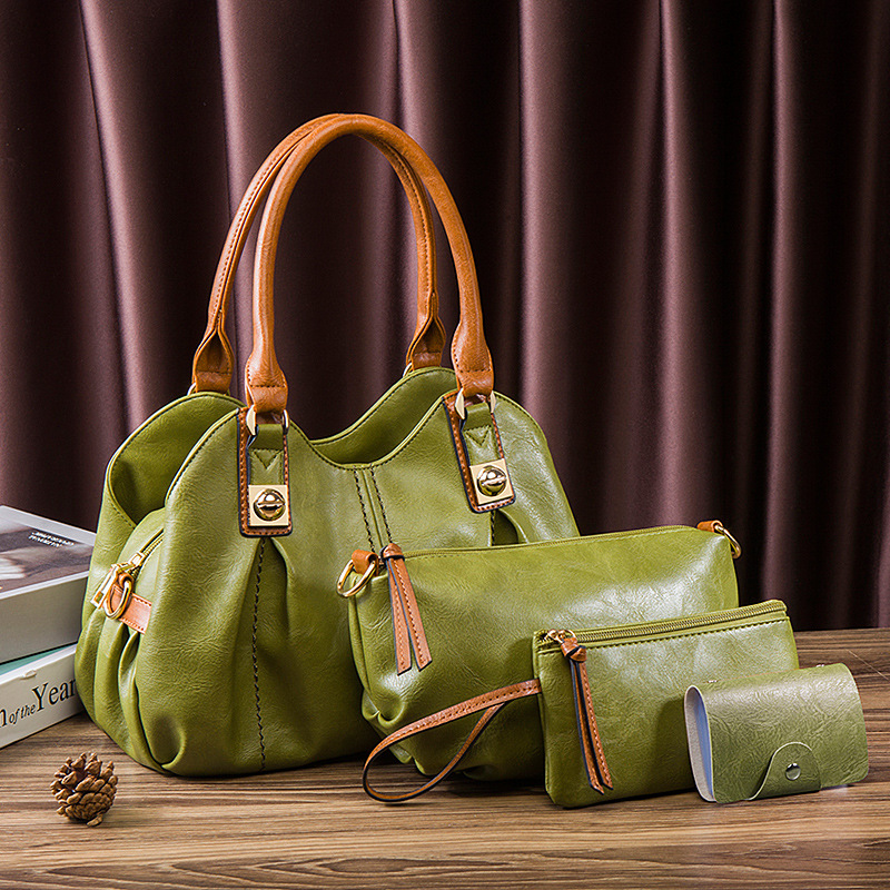 Handmade Vintage Leather Bag 4-Piece Set