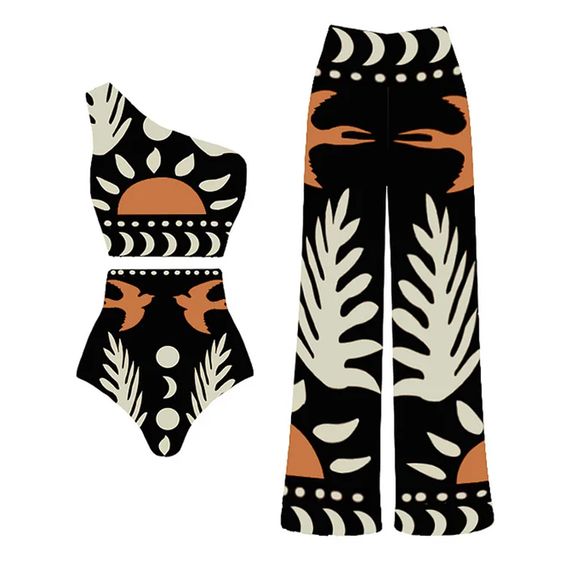 👙 One Shoulder High Waist Bikini Swimsuit and Pants or Skirt  🎀