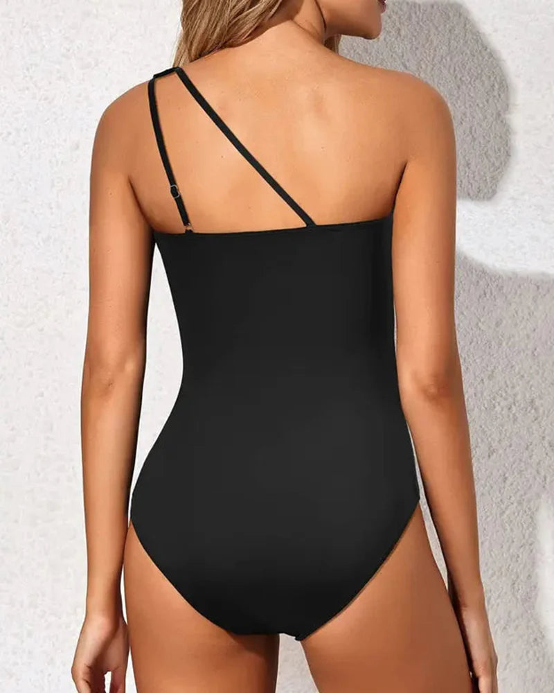 2025 New One Shoulder One Piece Swimsuit for Women Tummy Control Bathing Suits