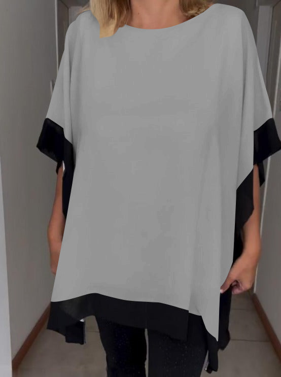 Top casual patchwork in colori a contrasto