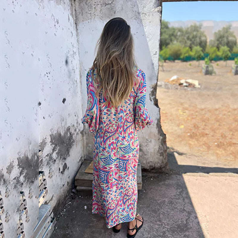 Vestido longo com decote em V 2025 para primavera/verão