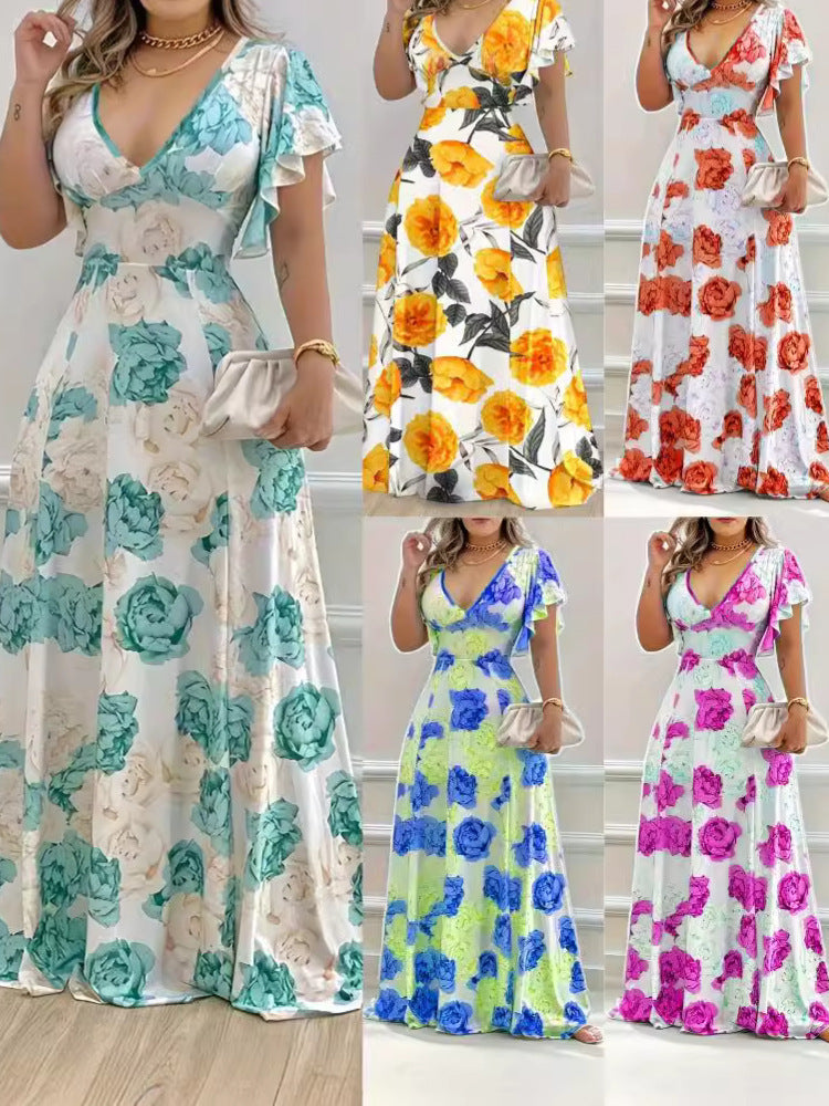Abito elegante casual a fiori 2024