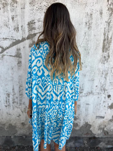 💖Limited Sale 48% OFF💖Printed V-Neck Dress with 3/4 Sleeves