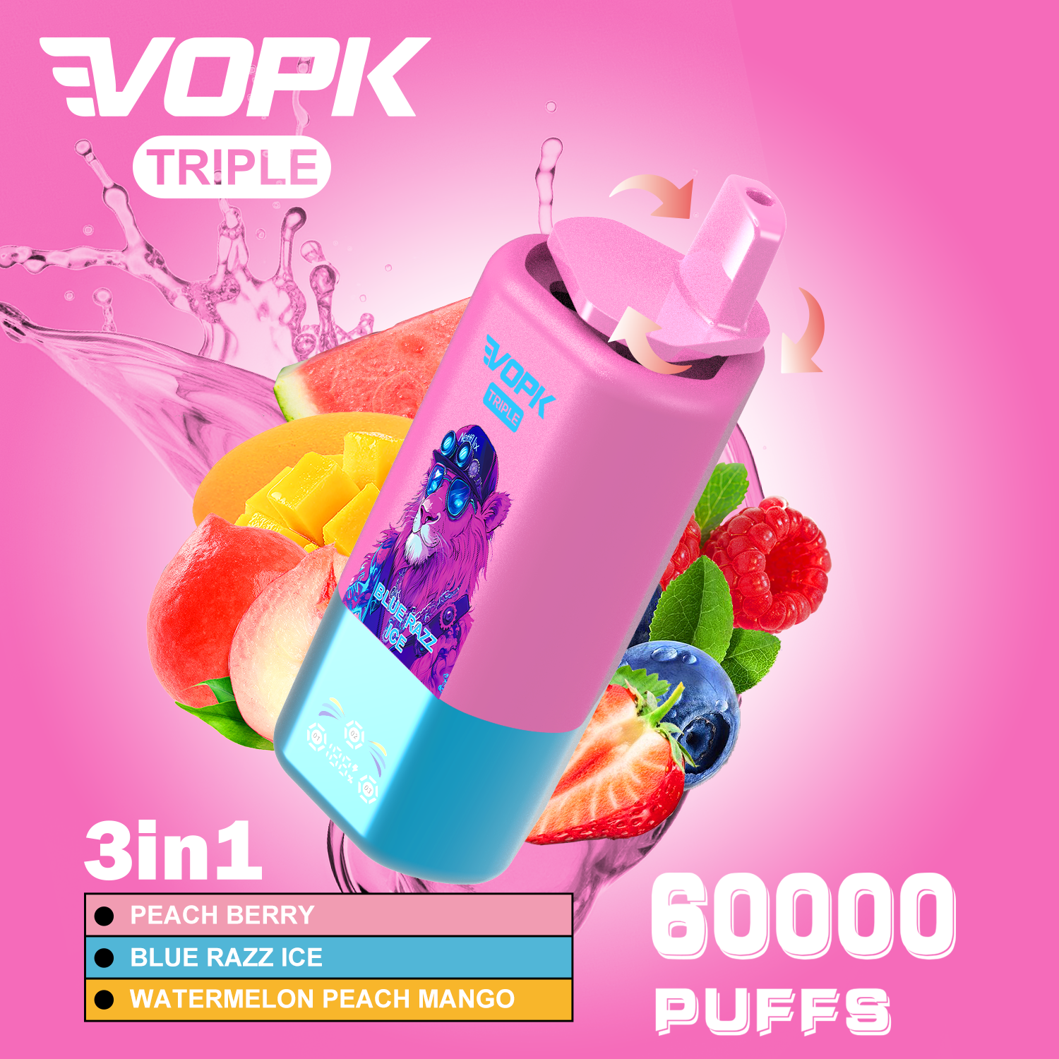 VOPK TRIPLE Triple Flavors 60000 Puffs Disposable Vape