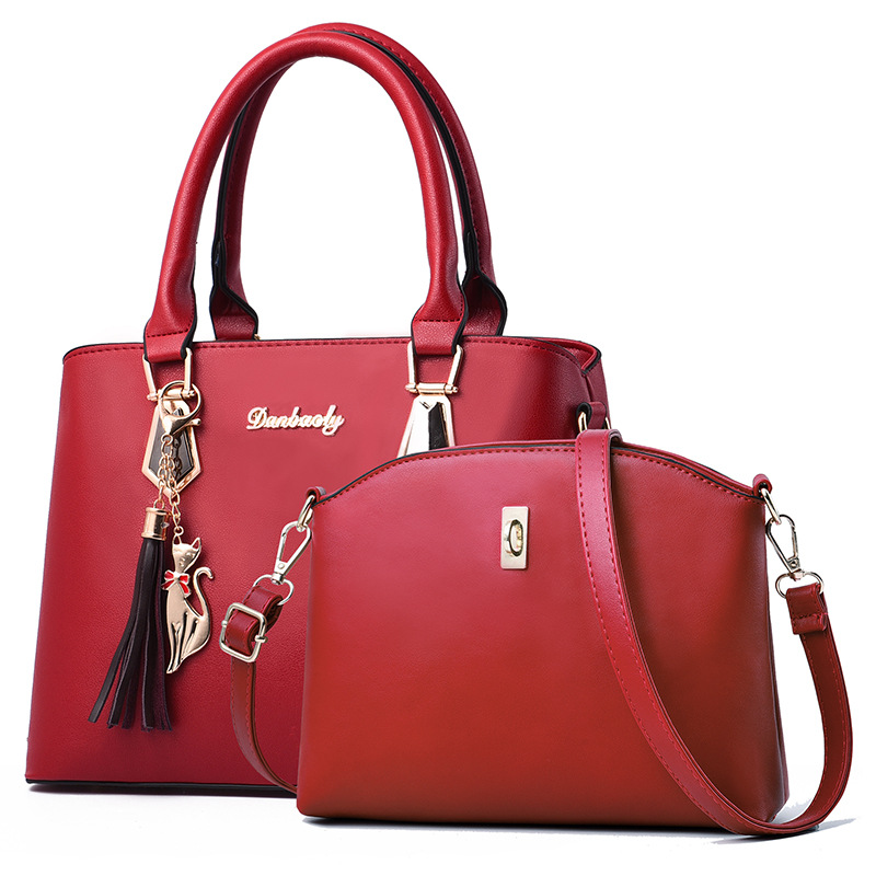 Handmade leather bag set of two