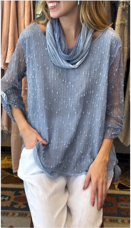 Top casual da donna a maniche lunghe in tinta unita