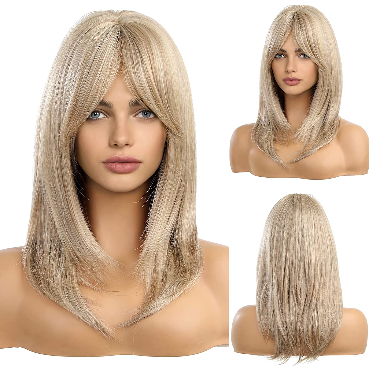 Synthetic Long Wigs  Hair with Bangs for Daily Use