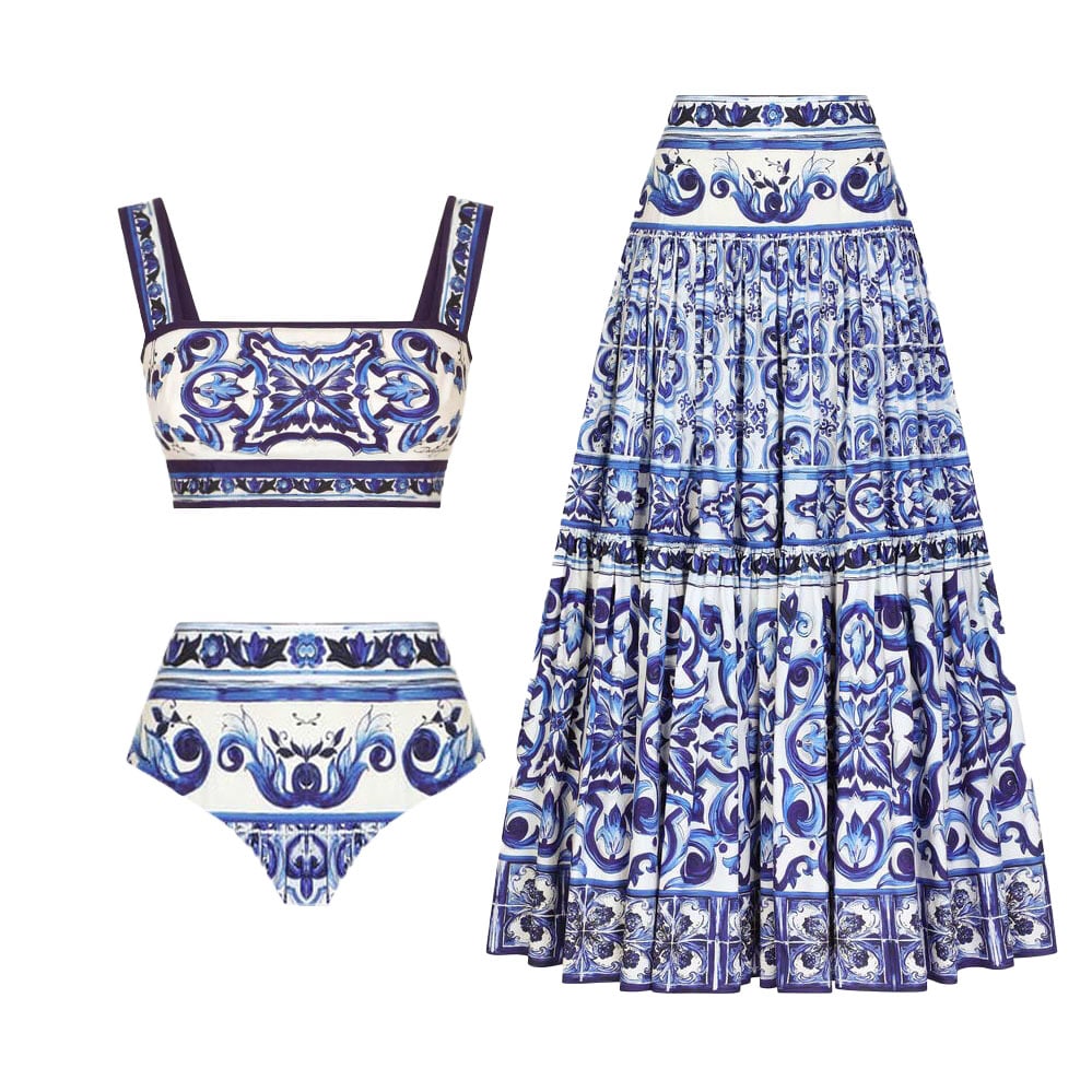 2025 New Totem Pattern Printed Bikini Swimsuit Set