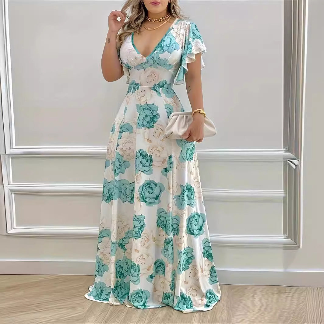 Abito elegante casual a fiori 2024