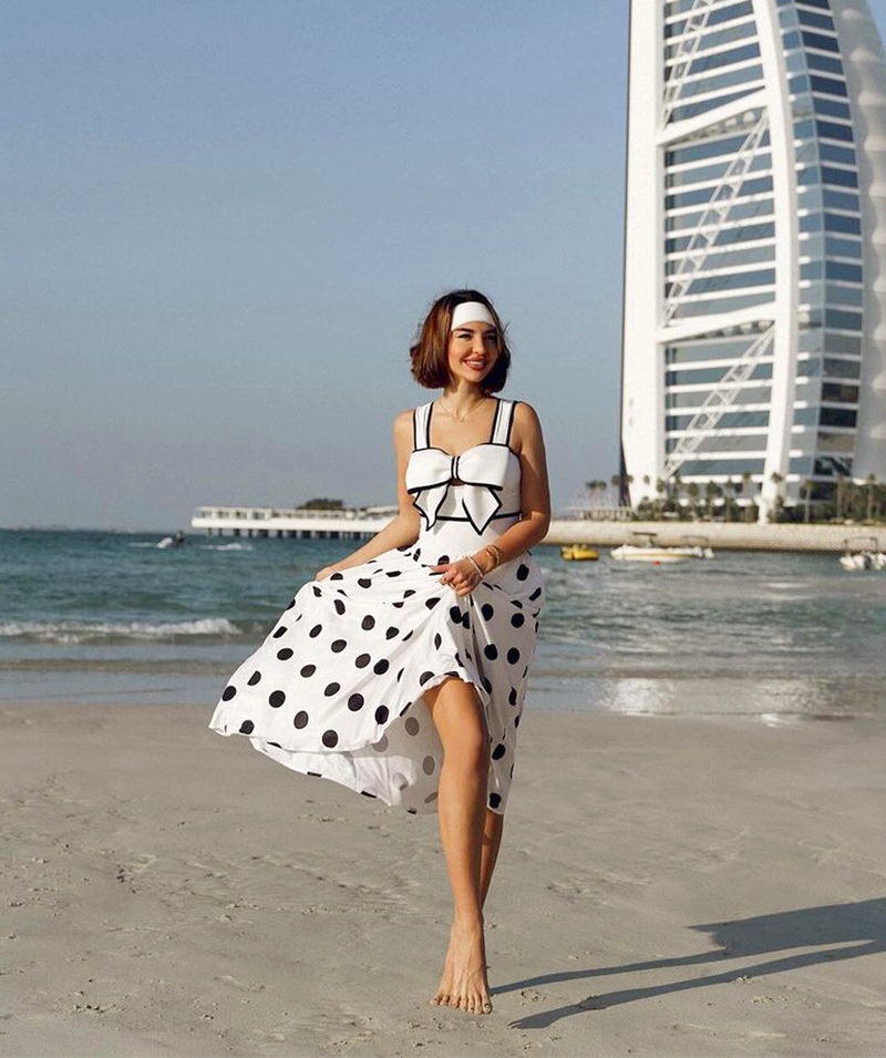 Bow Front Cutout Black and White One Piece Swimsuit and Skirt Flaxmaker