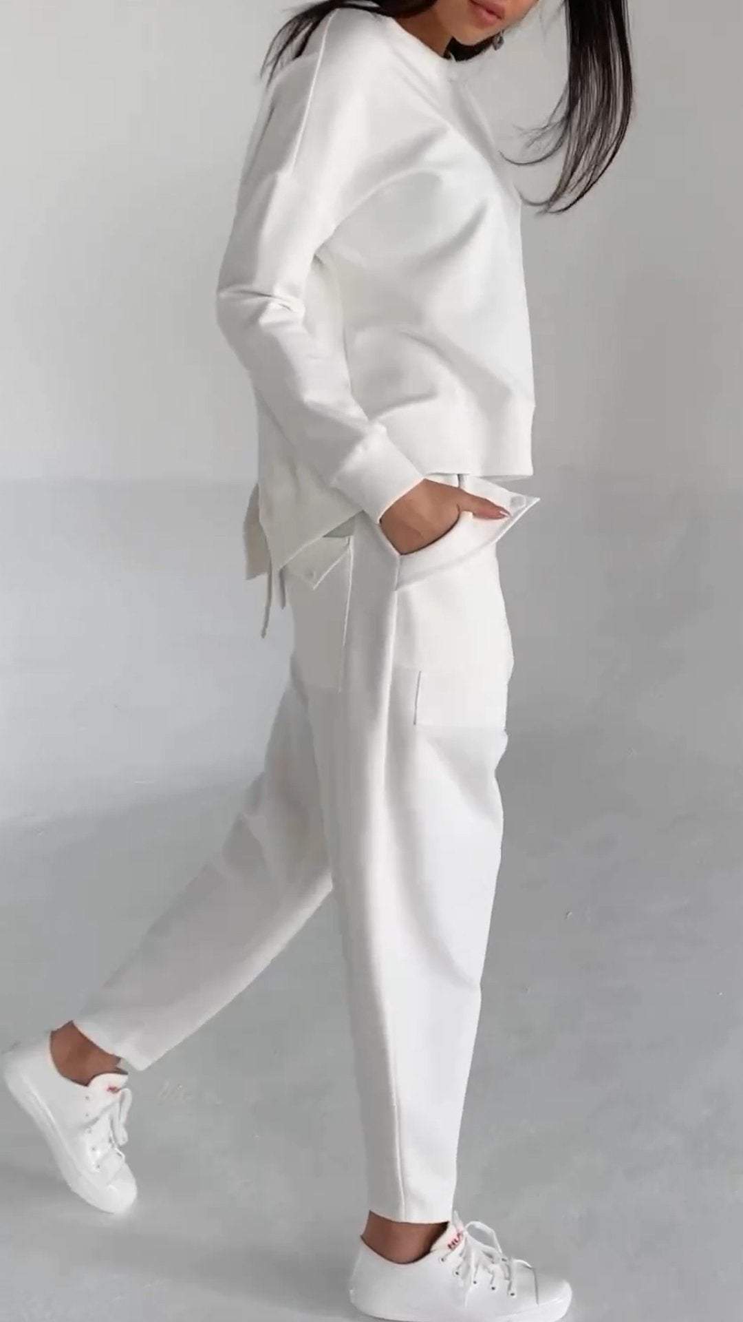 Abito casual in due pezzi a maniche lunghe con scollo tondo