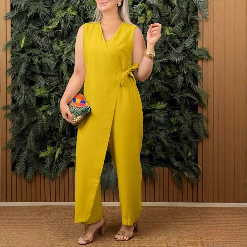 💖 Macacão casual feminino com decote redondo