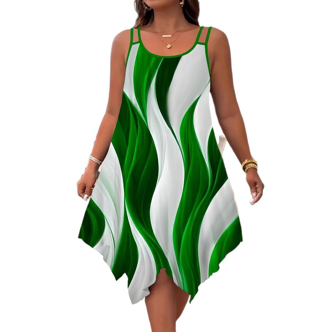 Vestido estampado contrastante da moda com alças