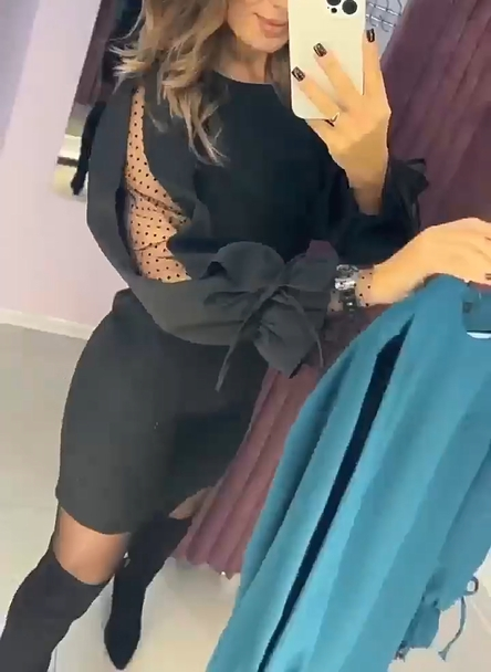 Vestido envolvente - elegante e festivo - mistura de algodão com babados